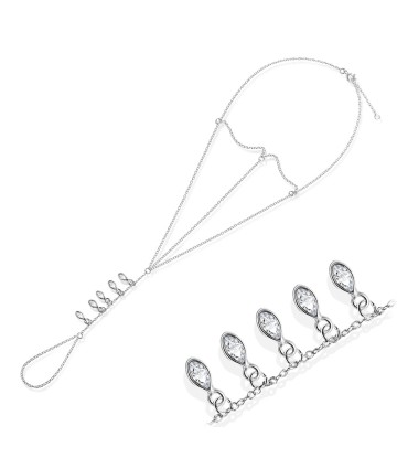 Crystal CZ Tear Drop Shaped Silver Anklet ANK-204